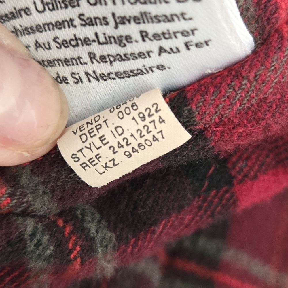 Eddie Bauer Denim Trucker Jacket with Red Plaid Flannel Lining Women's Medium - Picture 7 of 8